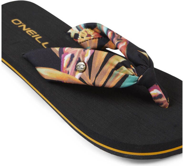 O'Neill Ditsy Sun Sandals teenslippers met bloemenprint zwart roze