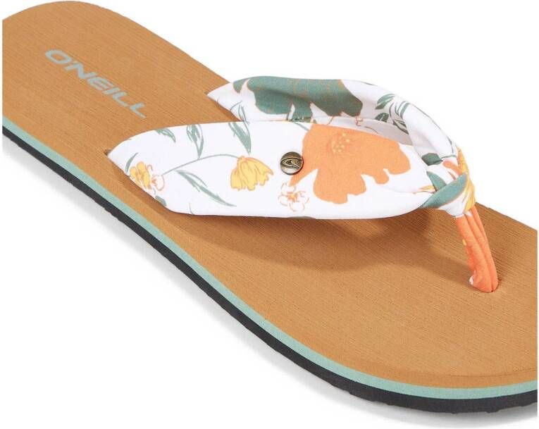 O'Neill Ditsy Sun teenslippers met bloemenprint wit zalm