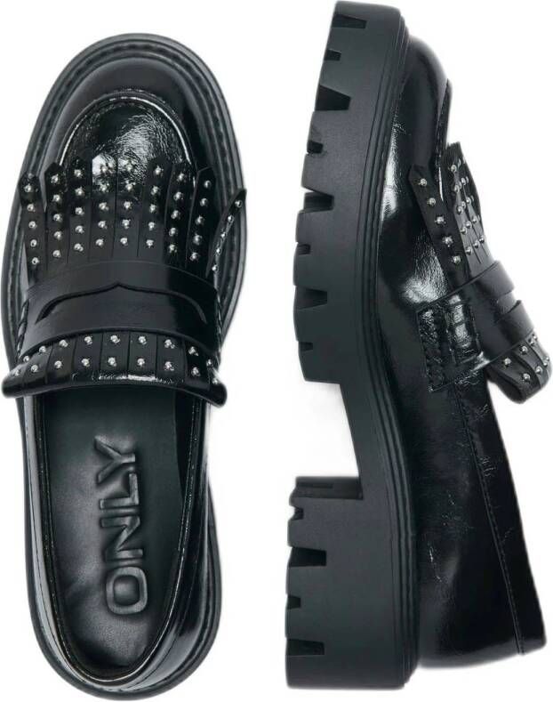 ONLY chunky lak loafers met studs zwart