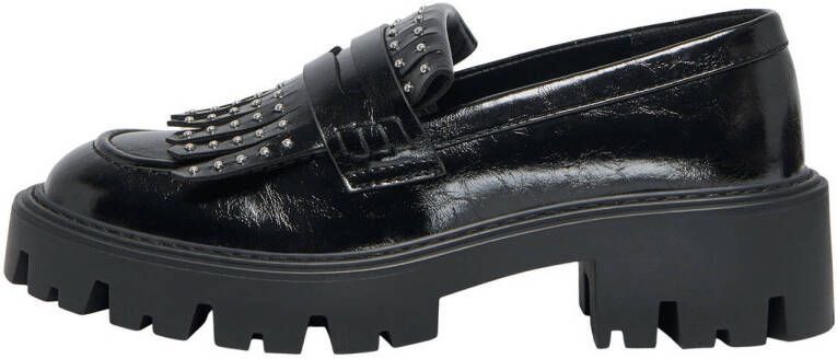 ONLY chunky lak loafers met studs zwart
