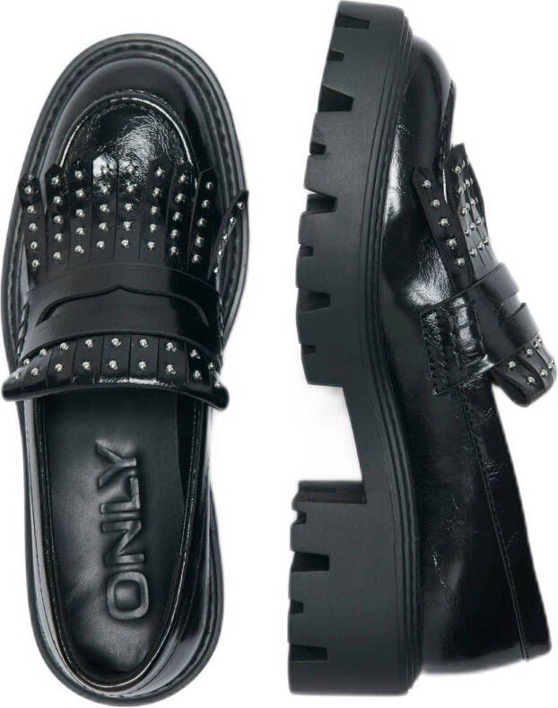 ONLY chunky lak loafers met studs zwart