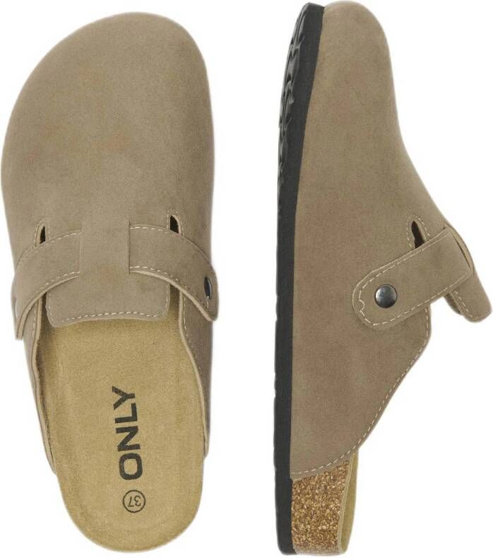 ONLY leren clogs taupe