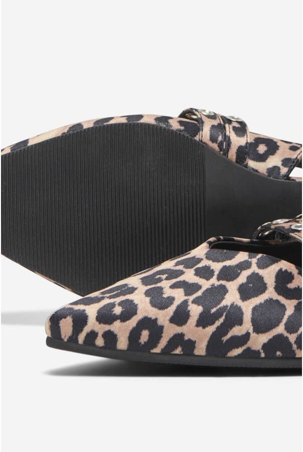ONLY ONLAURA-5 LEO SLINGBACK BUCKLE BALLERINA slingback loafers met panterprint beige zwart