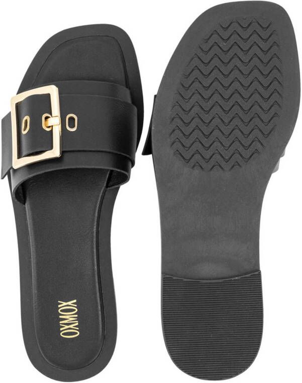 Oxmox slippers met siergesp zwart