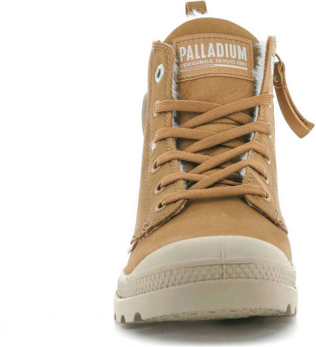 Palladium Pampa Hi Zip Wool leren sneakers camel