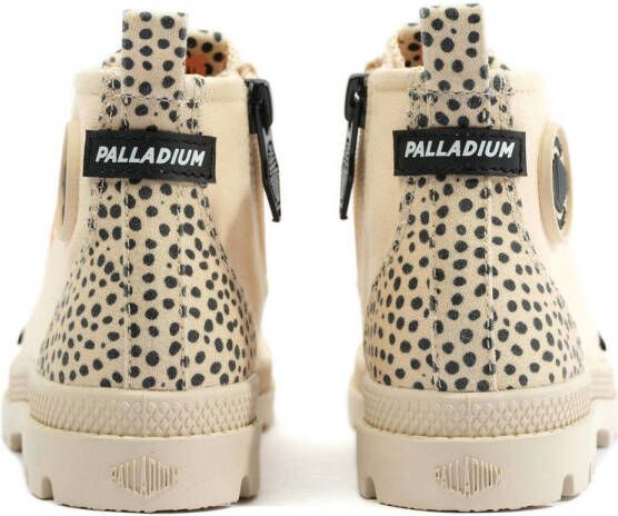 Palladium Pampa Safari canvas sneakers met dierenprint beige