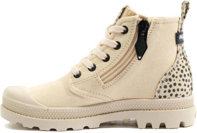 Palladium Pampa Safari canvas sneakers met dierenprint beige