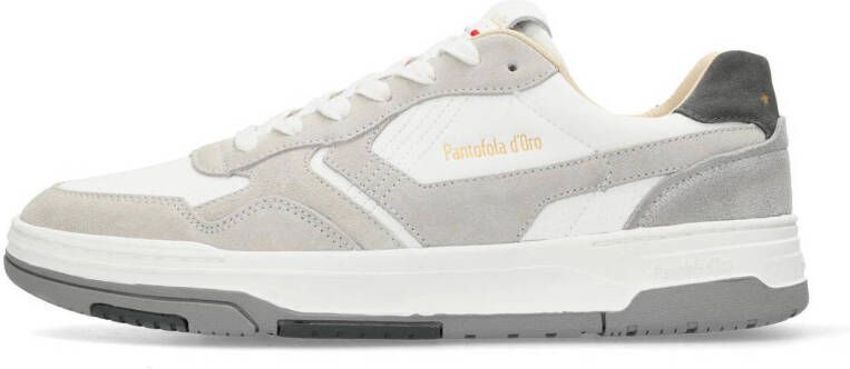 Pantofola d'Oro Coppa leren sneakers grijs wit