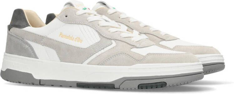 Pantofola d'Oro Coppa leren sneakers grijs wit