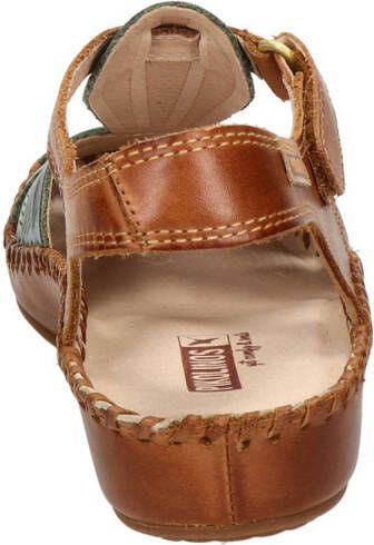 Pikolinos leren sandalen blauw cognac