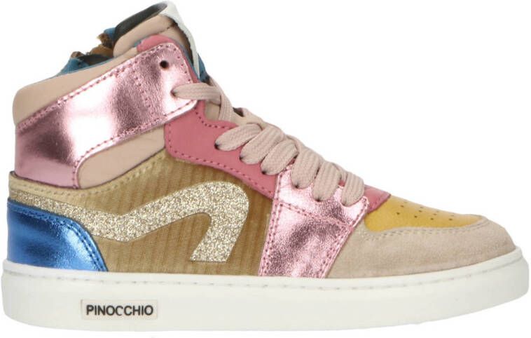Pinocchio leren sneakers roze multi
