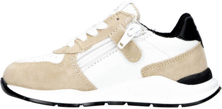 Pinocchio leren sneakers wit beige zwart