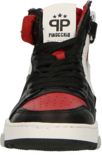 Pinocchio P1246 leren sneakers rood zwart