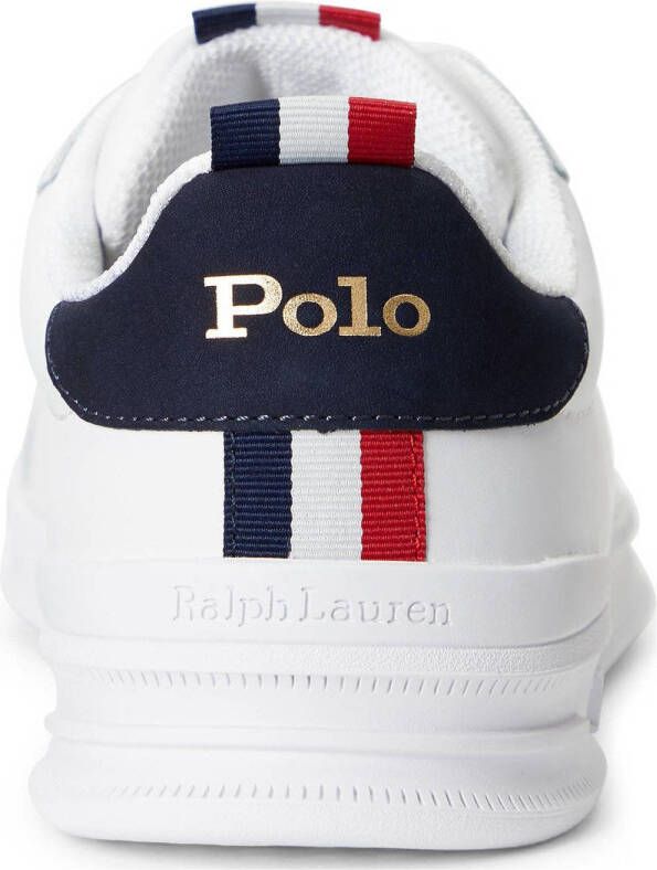 POLO Ralph Lauren Heritage Court leren sneakers wit blauw rood