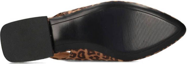 POSH by Poelman Anna slingback loafers met panterprint cognac donkerbruin