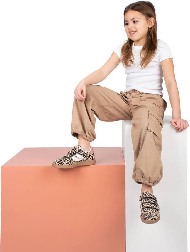 POSH by Poelman Billie sneakers met panterprint beige zwart