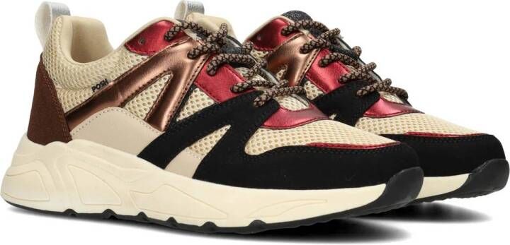 POSH by Poelman Carocel chunky sneakers beige koper zwart