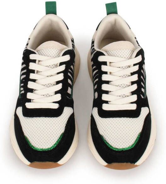 POSH by Poelman Carocel chunky sneakers zwart groen met zebraprint