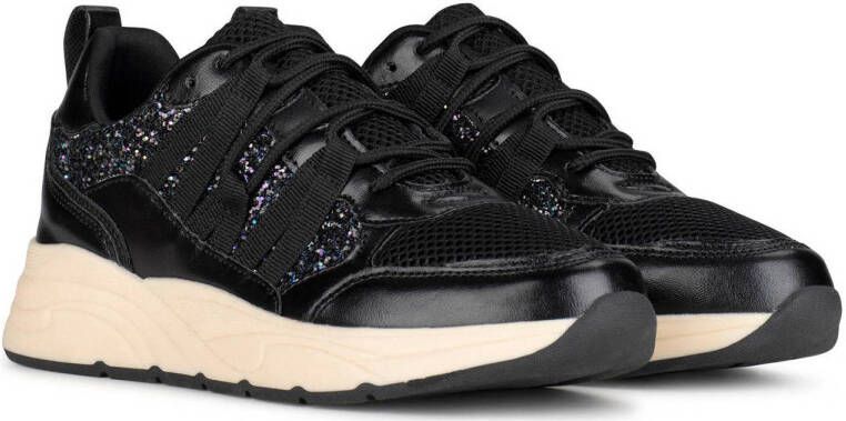 POSH by Poelman Gemma chunky sneakers met glitters zwart