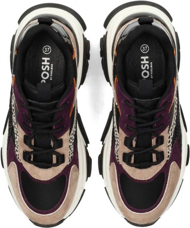 POSH by Poelman Polly chunky sneakers zwart taupe