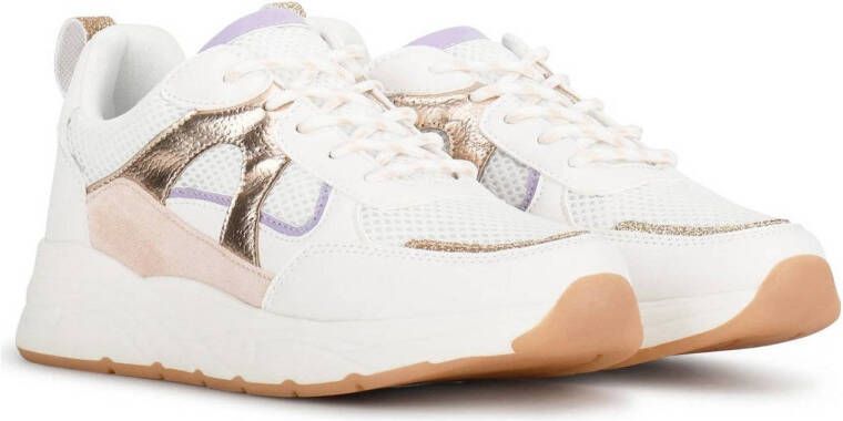 POSH by Poelman River chunky sneakers wit lichtroze