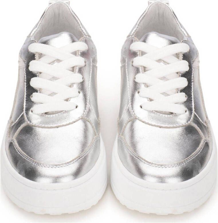 PS Poelman Anemone leren sneakers zilver metallic