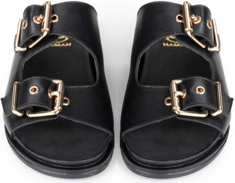 PS Poelman Aran leren slippers met studs zwart