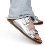 POELMAN Zilverkleurige sandalen Zilver Leer Platte sandalen Dames - Thumbnail 3