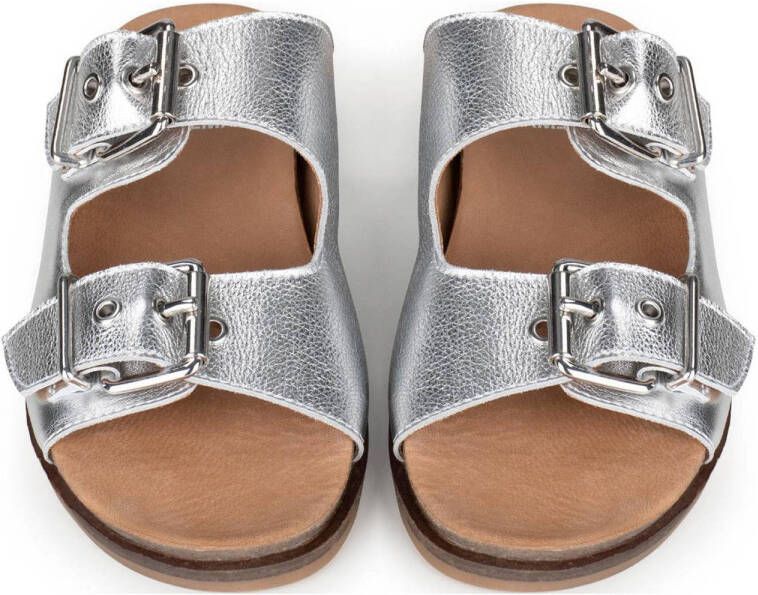 PS Poelman Aran leren slippers zilver
