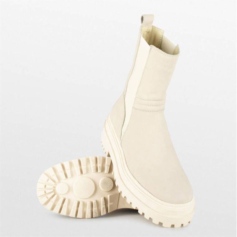 PS Poelman Azra leren chelsea boots beige