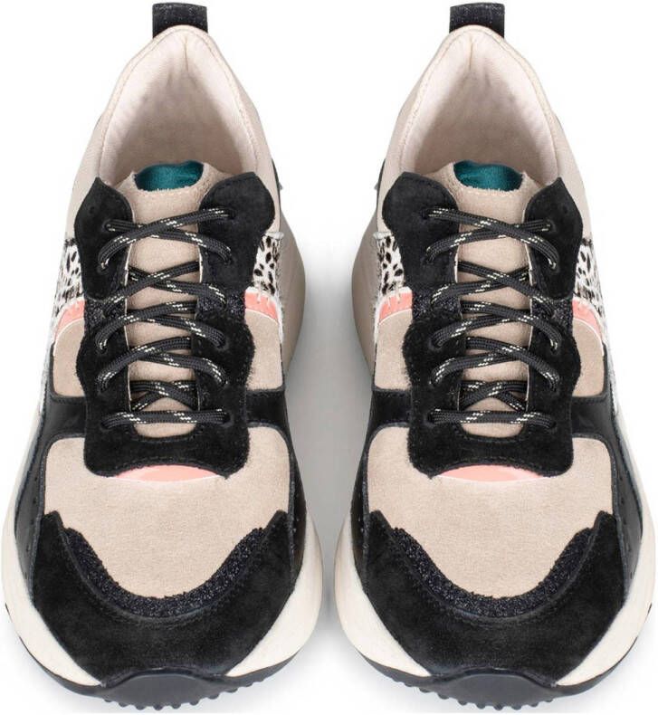 PS Poelman Cibel chunky leren sneakers zwart beige