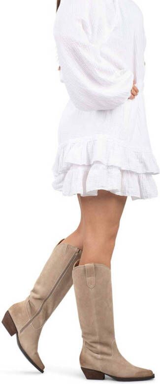 PS Poelman Dana suède cowboylaarzen beige
