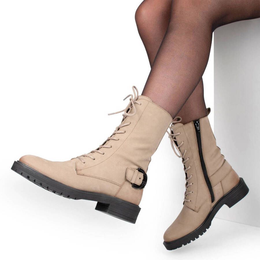 PS Poelman Dungaball leren veterboots beige