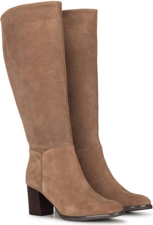 PS Poelman Fleur suède hoge laarzen lichtbruin