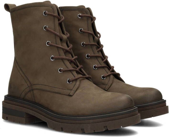 PS Poelman Jae nubuck veterboots donkerbruin