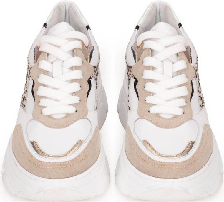 PS Poelman Jana chunky leren sneakers beige wit