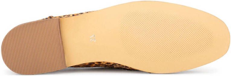 PS Poelman JENNY leren loafers met ponyhair en ketting bruin