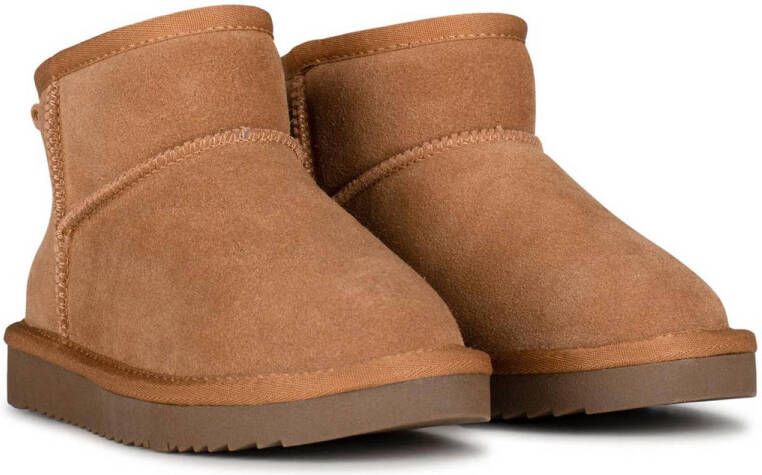 PS Poelman Lammy gevoerde suède enkelboots camel