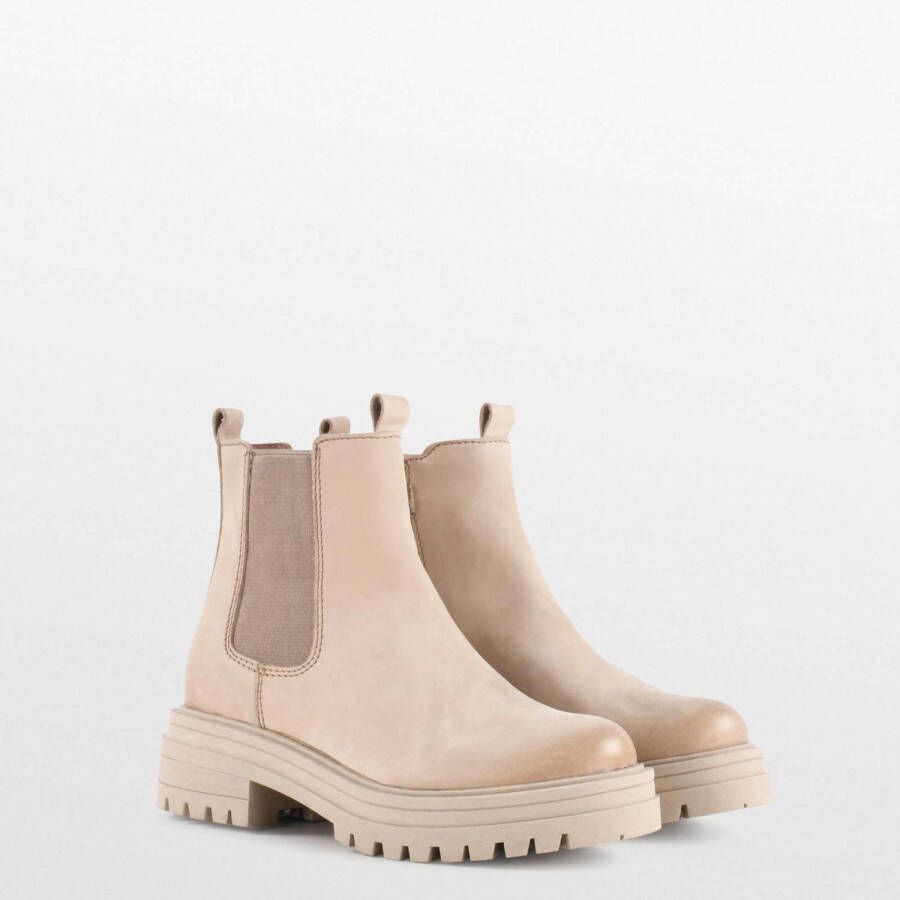 PS Poelman leren chelseaboots taupe