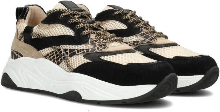 PS Poelman leren sneakers beige zwart