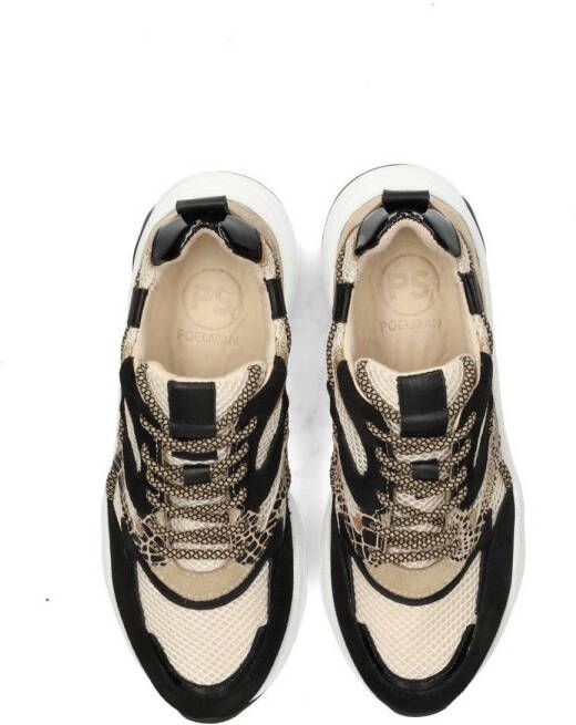 PS Poelman leren sneakers beige zwart
