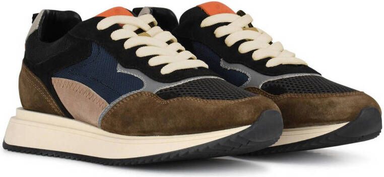 PS Poelman leren sneakers bruin blauw