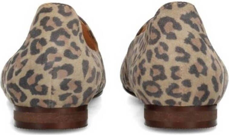 PS Poelman Lies suède loafers met panterprint beige