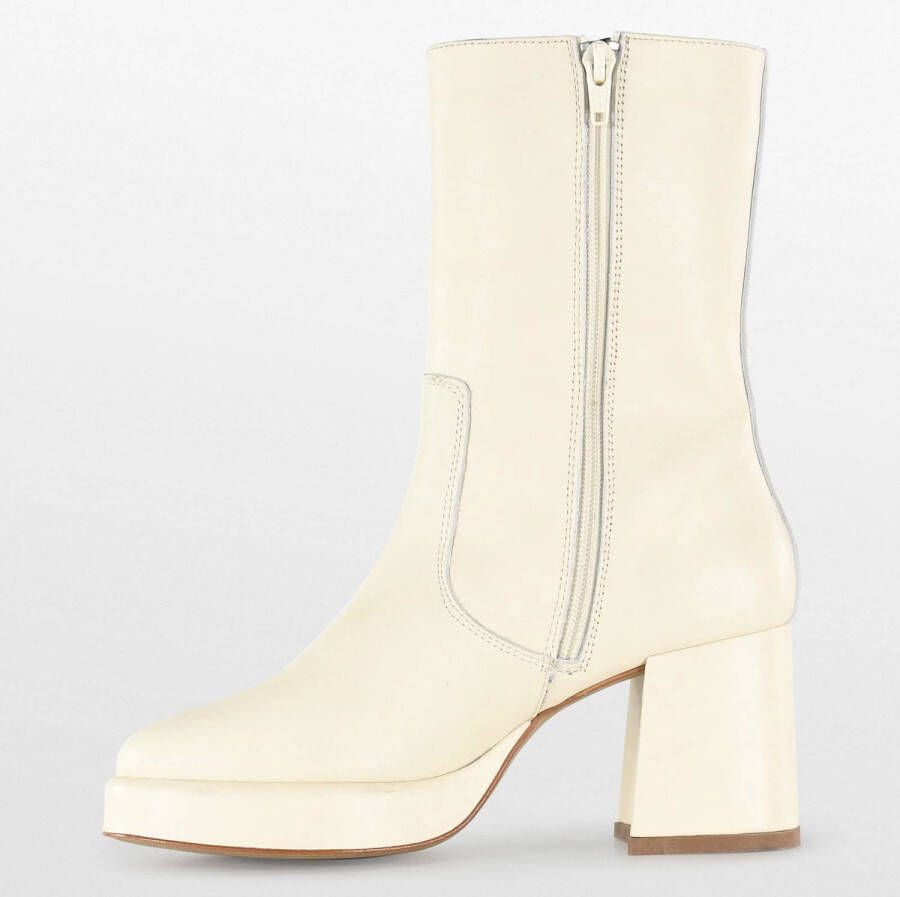 PS Poelman Meryl leren enkellaarzen off white