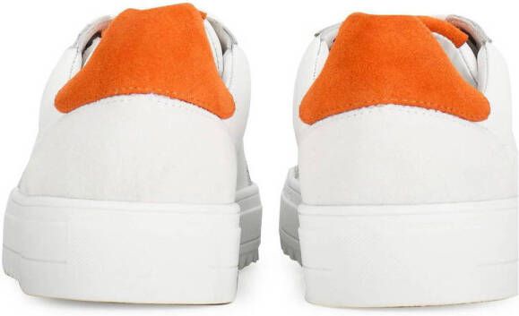 PS Poelman MIKE leren sneakers wit oranje