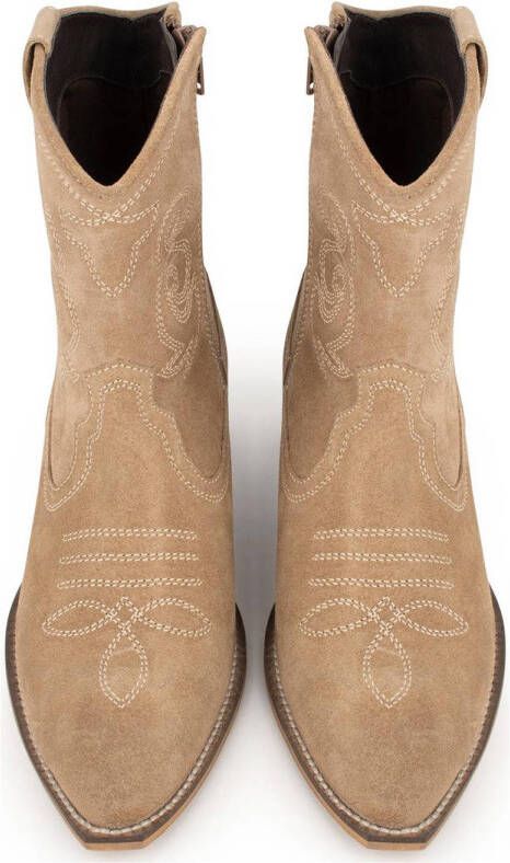 PS Poelman Moco suède cowboylaarzen beige