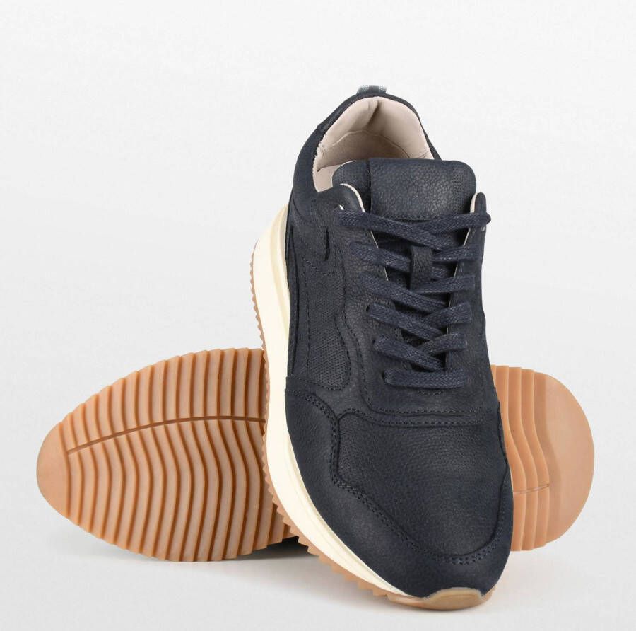 PS Poelman Nash nubuck sneakers donkerblauw