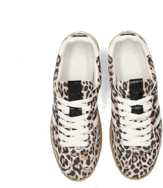 PS Poelman Polaro suède sneakers met panterprint beige