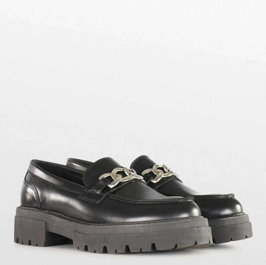 PS Poelman Rockland chunky leren loafers met ketting zwart