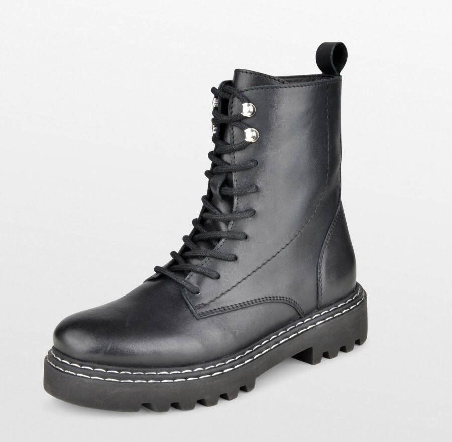 PS Poelman Saturno leren veterboots zwart